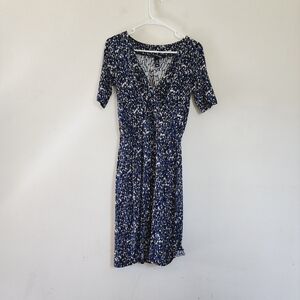 H&M V-neck mid sleeve business casual midi dress size 4 NWT